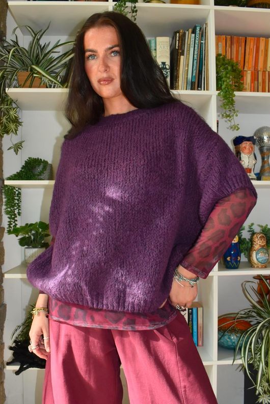 Big Softie Cap Sleeve Knit Top Fig